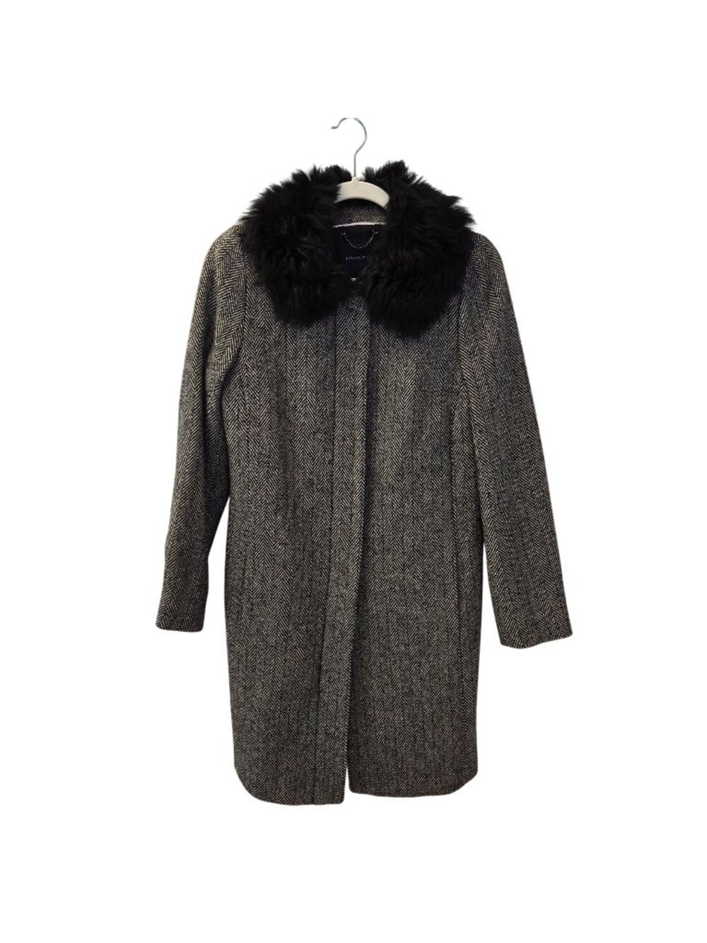 Banana Republic Wool Blend Chevron Print Faux Collar Trim Coat Size Small